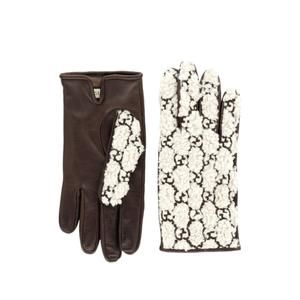 Gucci - Brown Leather Embossed Monogram GG Gloves - 10 - Large